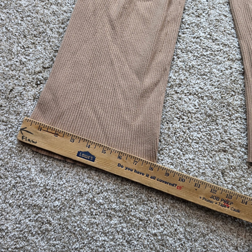 Wilfred Aritzia Ribbed Wide Leg Pants Womens 2XS Tan Slit Hem 120801 - Picture 10 of 13